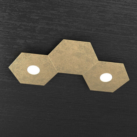 HEXAGON APPLIQUE-PLAFONIERA 2 LUCI + 1 DECORATIVO FOGLIA ORO 1142-2L1D-FO (1/5)