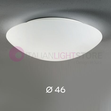 PANDORA PLAFONIERA BIANCA DIAMETRO 46CM IN VETRO 2 LUCI ATTACCO E27