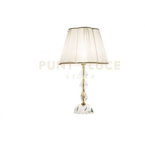 LUME/G BRIGIDA 1 LUCE ATTACCO E27 H.40+26CM IN CRISTALLO E ORO PARALUME AVORIO E ORO
