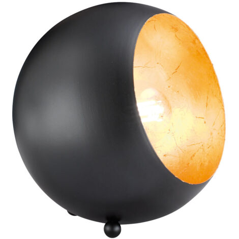 BILLY LAMPADA DA TAVOLO SFERA METALLO NERO INTERNO ORO D. 15CM ATTACCO E14 1 LUCE (1/4)