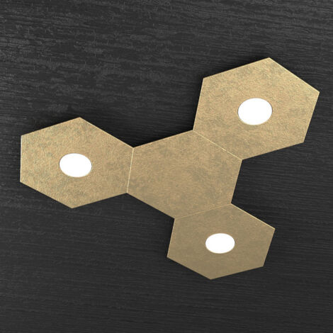 HEXAGON APPLIQUE-PLAFONIERA 3 LUCI + 1 DECORATIVO FOGLIA ORO 1142-3L1D-FO (1/3)