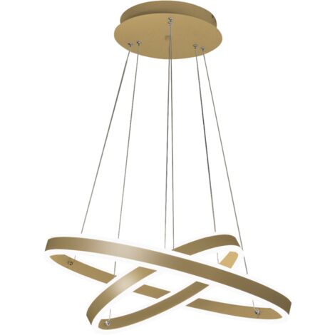 PALAU LAMPADARIO A SOSPENSIONE ORO OPACO 2 RINGS A LED 3000K - 108W - 11780 lm DIMMERABILE (1/4)