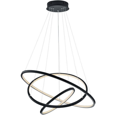 Dixun - Moderno lampadario a LED regolabile, a 3 anelli, in acciaio inox, lampadario per camera da letto, soggiorno (luce bianca fredda