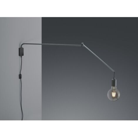 LINE APPLIQUE DECORATIVA CON PORTALAMPADA NERA ORIENTABILE E SNODABILE LUNGHEZZA MASSIMA 150CM 1 LUCE ATTACCO E27 NON INCLUSA (1/5)