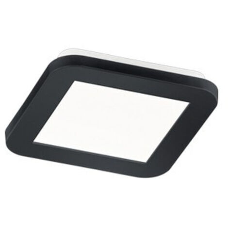 CAMILLUS PLAFONIERA LED QUADRATA METALLO NERO OPACO CON FUNZIONE DIMMERABILITA' CON NORMALE INTERRUTTORE A PARETE IP44 L. 17CMX17CM LED 9W · 1x 1000lm, 3000K (1/2)