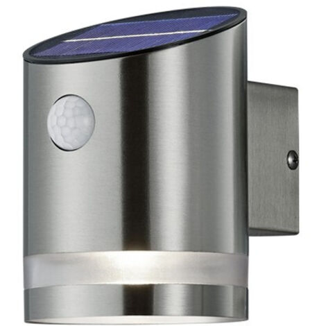 SALTA APPLIQUE LED 3W 165lm, 3000K DA ESTERNO SOLARE RICARICABILE ACCIAIO SATINATO CON SENSORE DI MOVIMENTO IP44 H.13CM (1/3)
