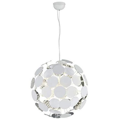 Lampada Sospensione Sfere Piatte Tonde Bianco Argento Discalgo GD Trio (1/4)