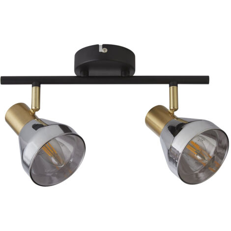 Plafoniera Industrial-Nordico Westminster Acciaio Nero Fumè 2 Luci E14 (1/5)