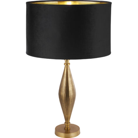 Lampada da tavolo Rye - Metallo ottone anticato e paralume in velluto nero (1/3)