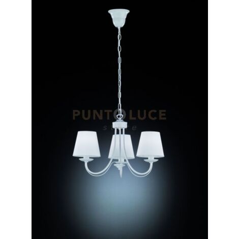 Lampadario CORTEZ bianco 3 luci E14 Trio metallo tessuto