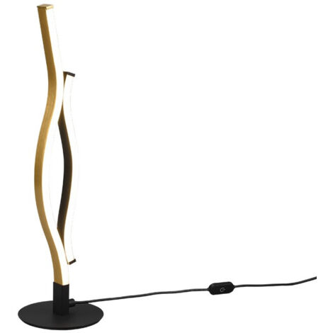 BLAZE LAMPADA DA TAVOLO LED 8W 900lm, 2300+3000+4000K ONDULATA METALLO OTTONE E NERO DIMMERABILE CON INTERRUTTORE TOUCH H. 48CM (1/5)