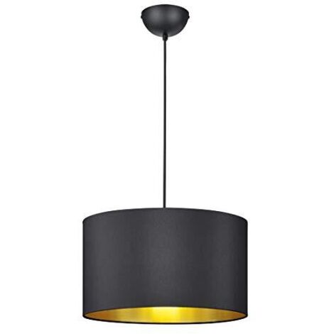 HOSTEL SOSPENSIONE PARALUME TESSUTO NERO INTERNO ORO D.40CM 1 LUCE ATTACCO E27 (1/3)