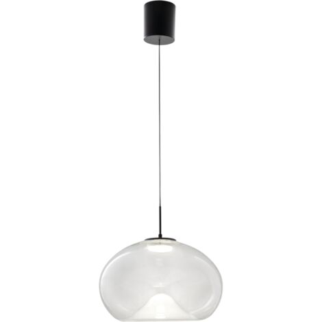 Brena - Lampada a sospensione singola trasparente di Fabas Luce - Led 14W dimmerabile - Lampada da soffitto - Diametro 33cm (1/4)