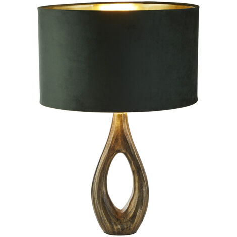 Lampada Da Scrivania Contemporanea Bucklow Ottone Tessuto Verde 1 Luce E27 (1/5)