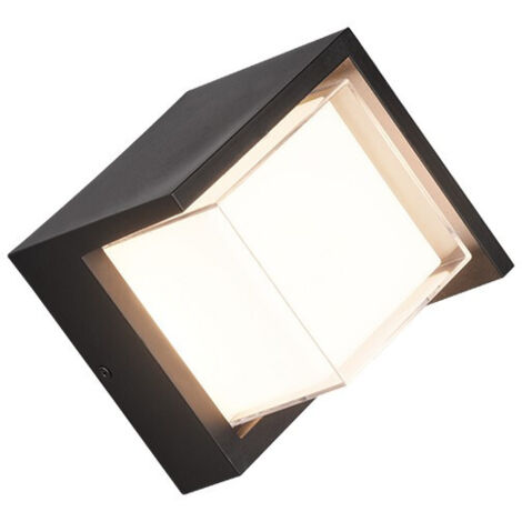PUNO APPLIQUE LED 8W 800lm, 3000K DA ESTERNO QUADTRATA METALLO NERO DIFFUSORE BIANCO IP44 L. 15CM (1/5)