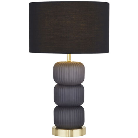 Lampada Da Scrivania Contemporanea Niagara Acciaio Nero Vetro Ottone 1 Luce E27 (1/3)