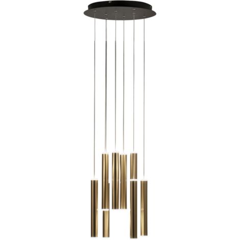 PRADO LAMPADARIO A SOSPENSIONE OTTONE SATINATO E NERO D.40CM 8 LUCI A LED 3000K - 52W - 5760 lm DIMMERABILE (1/4)