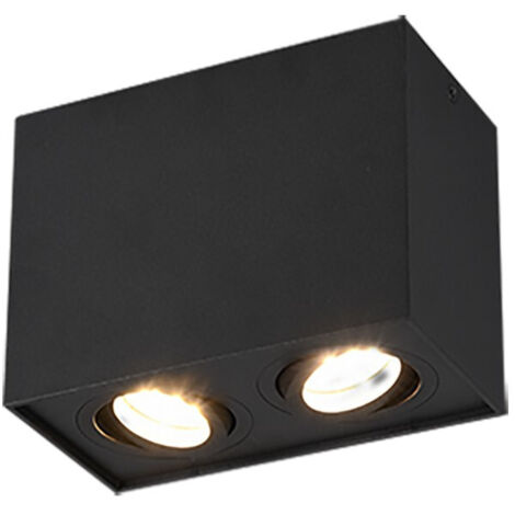 Plafoniera Interno Soffitto Cubo Nero 2 Spots Orientabili GU10 Biscuit GD Trio