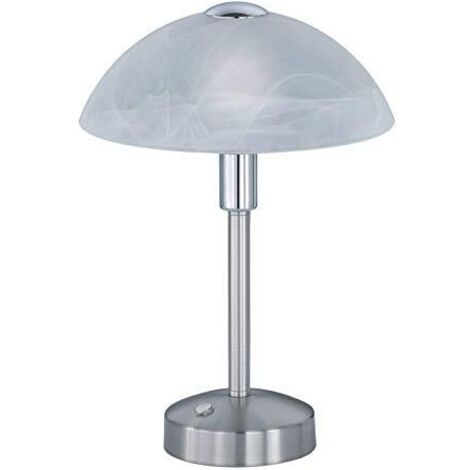 DONNA LAMPADA DA TAVOLO LED 4,5W · 1x 450lm, 3000K CON VETRO ALABASTRO E MONTATURA ACCIAIO SATINATO CON TOUCH DIMMER 4 INTENSITA' H. 30CM, D.22,5CM (1/4)