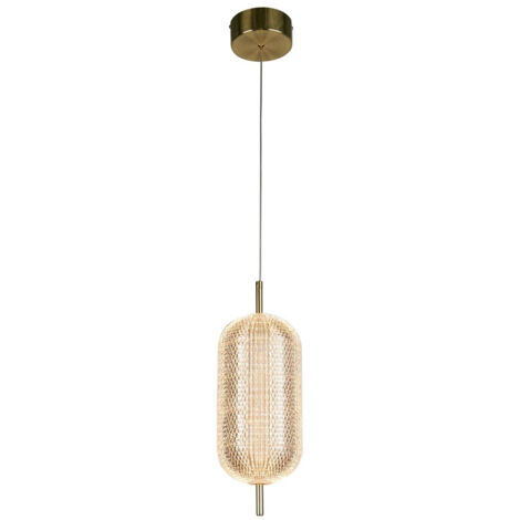 Searchlight Capsule Lampada a sospensione a LED, metallo ottone satinato e paralume in acrilico (1/3)