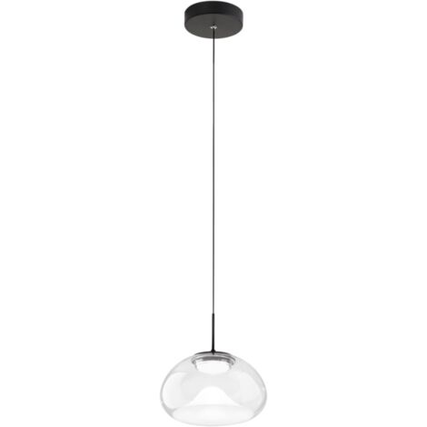 Brena - Lampada a sospensione singola trasparente di Fabas Luce - Led 10W dimmerabile - Lampada da soffitto - Diametro 22cm (1/4)