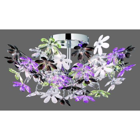 FLOWER PLAFONIERA FIORI ACRILICO TRASPARENTE E COLORATO 4 LUCI ATTACCO E14 CM51 (1/3)