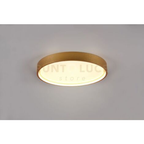 DOHA PLAFONIERA LED 29W 3260lm, 2300+3000+4000K CON BORDO METALLO OTTONE ANTICATO ILLUMINATO E REGOLAZIONE TEMPERATURA DI COLORE LED D. 45CM
