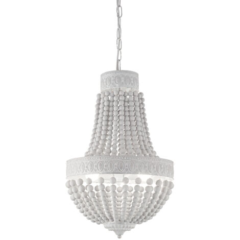 Lampadario Shabby Chic-Provenzale Monet Legno Bianco 5 Luci E14 (1/3)