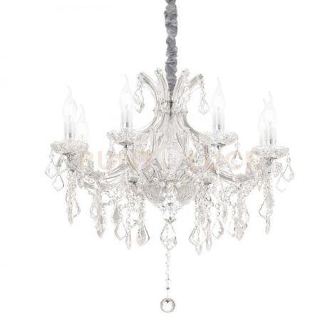 Lampadario Classico Napoleon Metallo-Cristallo Cromo 8 Luci E14