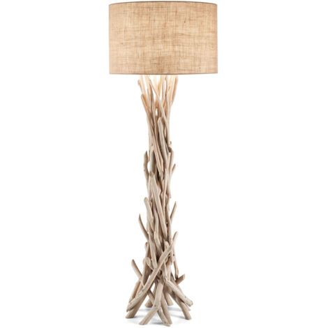 Piantana Industrial-Minimal Driftwood Metallo-Legno Marrone 1 Luce E27