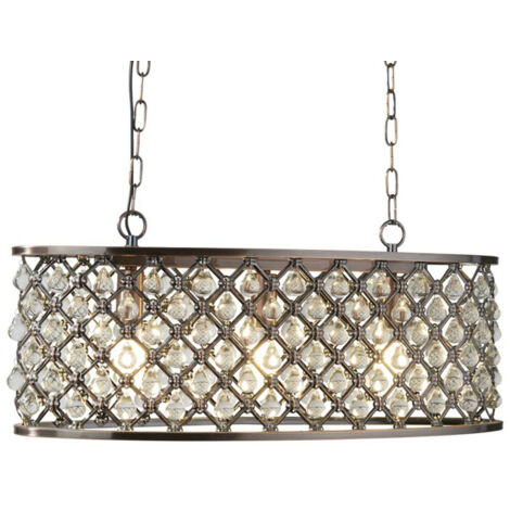 Marquise 3Lt Oval Pendant - Metallo e vetro color rame antico (1/5)