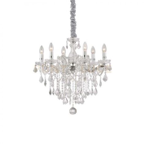 Lampadario Classico Florian Metallo-Cristallo Cromo 6 Luci E14