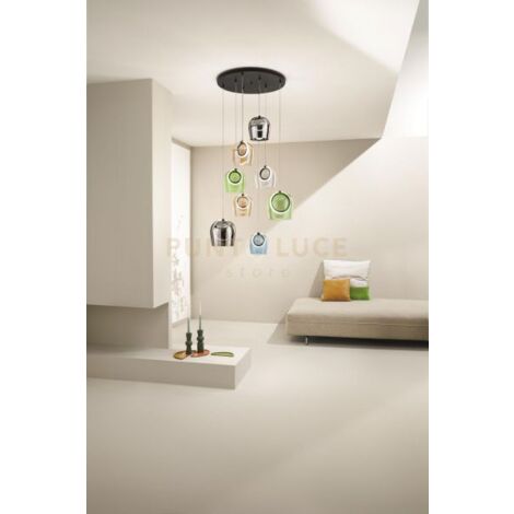 SOSPENSIONE 8 LUCI PINTA NERO LED 3000K 2880LM 48W DIMMERABILE SENZA VETRO DIMMERABILE