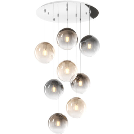 SOSP. CROMO 8 LUCI TONDA VETRI PICCOLI (3 AMBRA+3 BRONZO+2 FUME') 1194CR-S8 TP-MC