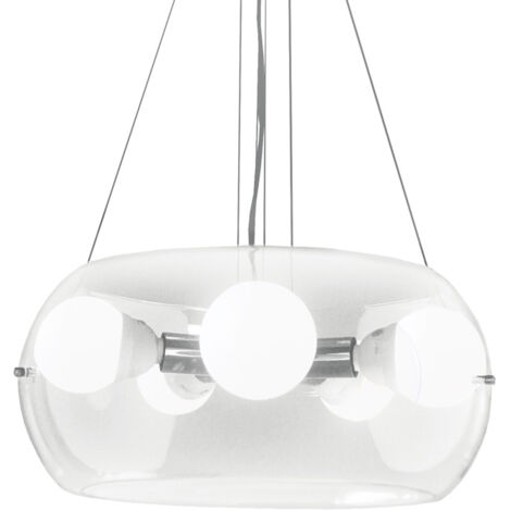 AUDI-10 LAMPADARIO A SOSPENSIONE IN VETRO TRASPARENTE' LAMPADINE INCLUSE 5 LUCI ATTACCO E27 (1/3)