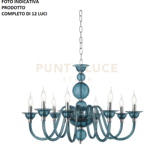 LAMPADARIO TEBE 12 LUCI OTTANIO E CROMO ATTACCO E14 D.87CM