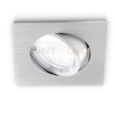 GFA050- FARETTO QUADRATO IN ALLUMINIO ORIETABILE COLORE ALLUMINIO SPAZZOLATO 8,4CM ATTACCO GU10 DA INCASSO