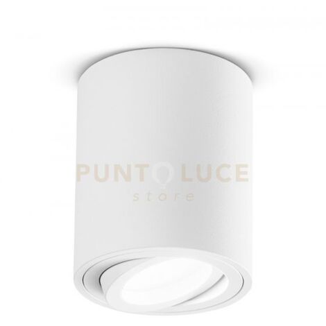 GFA351- - FARETTO H. 9,6CM TONDO BIANCO ORIENTABILE IN ALLUMINIO 1 LUCE ATTACCO GU10