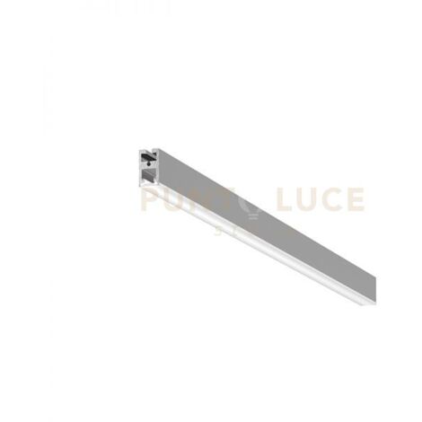 BLED P  - PROFILO IN ALLUMINIO SEZIONABILE CON DIFFUSORE AD INCASTRO BIANCO PARETE/SOFFITTO/SOSPENSIONE MT2 COLORE ARGENTO