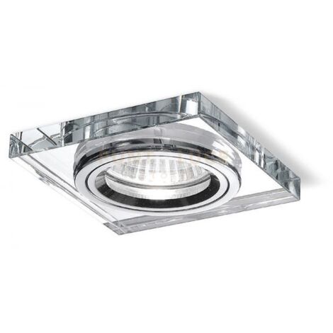 GFA321- FARETTO QUADRATO 8CM IN METALLO E CRISTALLO FINITURA CROMO 1 LUCE ATTACCO GU10