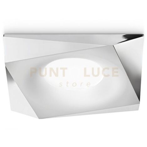 GFA163- FARETTO DA INCASSO 1 LUCE ATTACCO GU10 CROMO LUCIDO ALLUMINIO QUADRATO 8,9CM