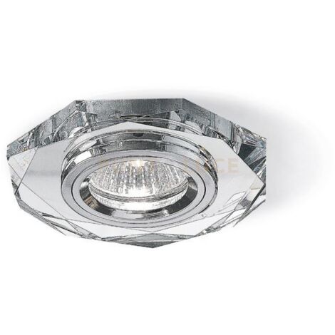 GFA322- FARETTO OTTAGONALE 10, 8CM IN METALLO E CRISTALLO FINITURA CROMO 1 LUCE ATTACCO GU10