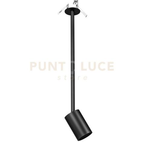 GFA1393- FARETTO AD INCASSO ORIENTABILE 1 LUCE ATTACCO GU10 COLORE NERO SATINATO D.5,7CM H.40,7+9CM