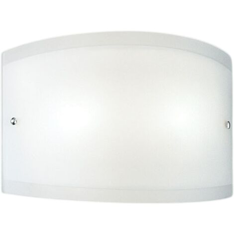 Applique Lecce in vetro satinato bianco 27x12cm, 1 luce E27 max 42W, IP20, Lampada da muro e montatura metallo con dettagli cromo, lampadina esclusa (1/3)