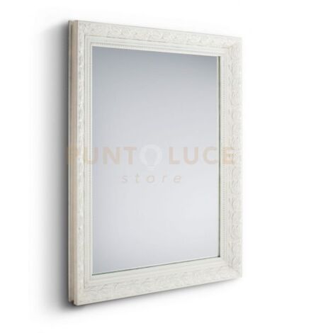 SONJA SPECCHIO DA PARETE CON CORNICE LAVORATA CON GANCI X INSTALLAZIONE ORIZZONTALE E VERTICALE BIANCO 55X70CM