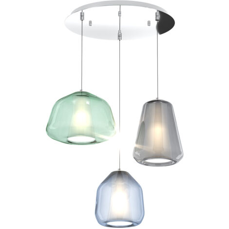 SOSPENSIONE CROMO 3 LUCI TONDA VETRI ALPHA VE + BETA BL + GAMMA FU 1176CR-S3 T ABG-MC