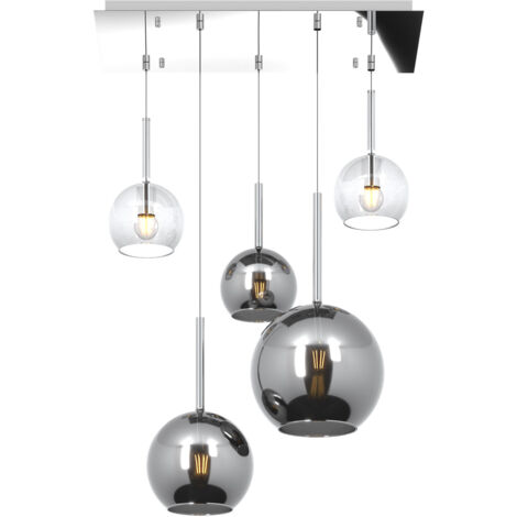 SOSP. CROMO RETTANGOLARE 5 LUCI VETRI (1 GRANDE CR+1 MEDIO CR+3 PICCOLO (1X CR+2X TR)) 1155CR-S5 RMIX-TC