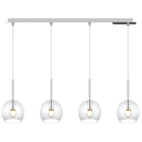 SOSP. CROMO RETTANGOLARE 4 LUCI VETRI TUTTI PICCOLO TRASPARENTE 1155CR-S4 RP-TR (1/5)