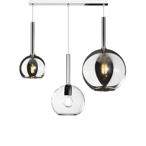SOSP. CROMO RETTANGOLARE 3 LUCI VETRI (GRANDE CR + MEDIO TR + PICCOLO CR) 1155CR-S3 RMIX-TC (1/2)
