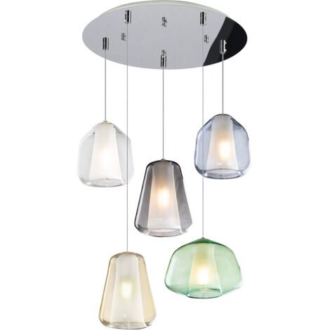 SOSPENSIONE CROMO 5 LUCI TONDA VETRI (ALPHA VE) (BETA TR + BLU) (GAMMA FU + AM) 1176CR-S5 T ABG-MC (1/3)
